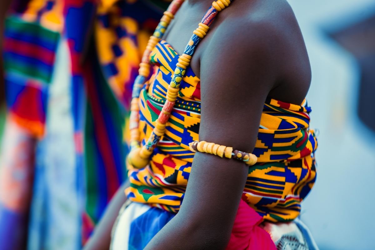 Rouleau kente tissé main multicolore 4 mètres