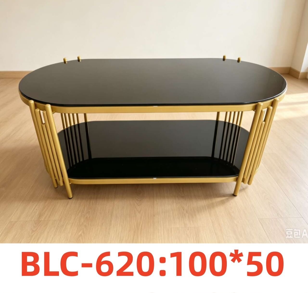 Table basse de salon luxueuse BLC-620 – Noir & Doré